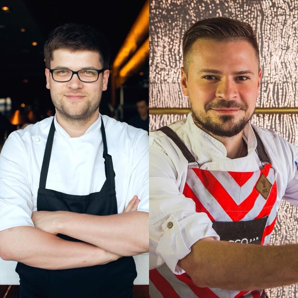 Два богатыря новой кухни готовят в Prscco Bar.