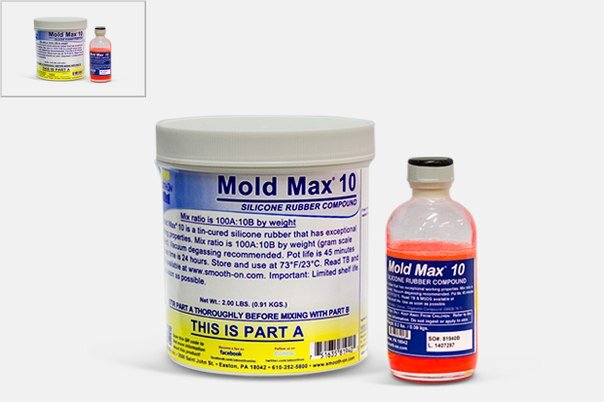 
Также есть серия Alcorsil, но это Китай,. Да, цена ниже, чем у Макса, но качество хуже. Я покупала Alcorsil 315, но, после отверждения, готовая форма выделяла какое-то масло. Спустя пару лет молд до сих пор жирный! Однако, если вы хотите сэкономить, то можно использовать его для промежуточных слоев. Из платиновых для формы я использую либо Mold Star или Rebound. Первый хорош для слепков масок, так как не дает усадку. Плюс второго - вертикальное нанесение кистью. Некоторые силиконы на оловянном катализаторе тоже можно мазать кистью, но для этого нужно ввести в один из компонентов загустителя - THI-VEX. Его нужно совсем немного. С ним можно получить разную степень вязкости. 
