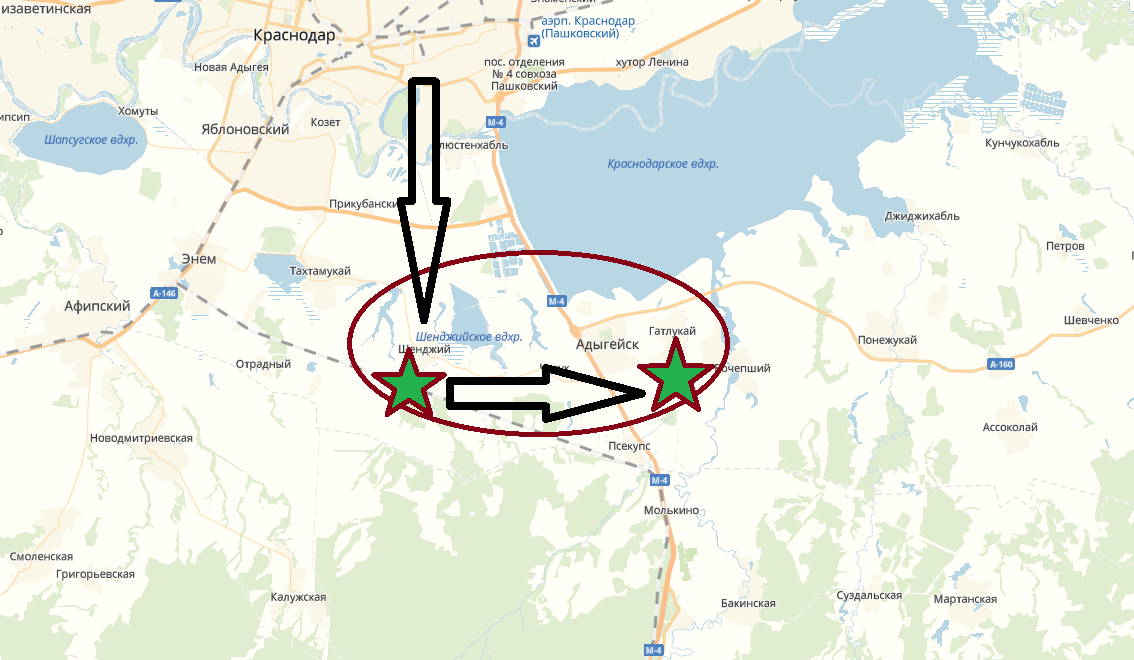 район  и примерные места 2-х  фаз битвы  