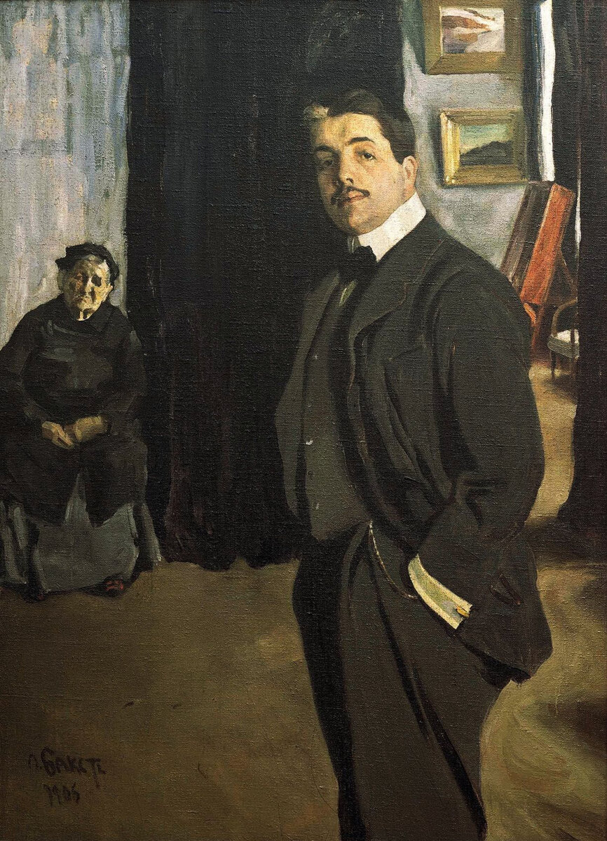 Л. С. Бакст. Портрет С. П. Дягилева с няней. 1906.