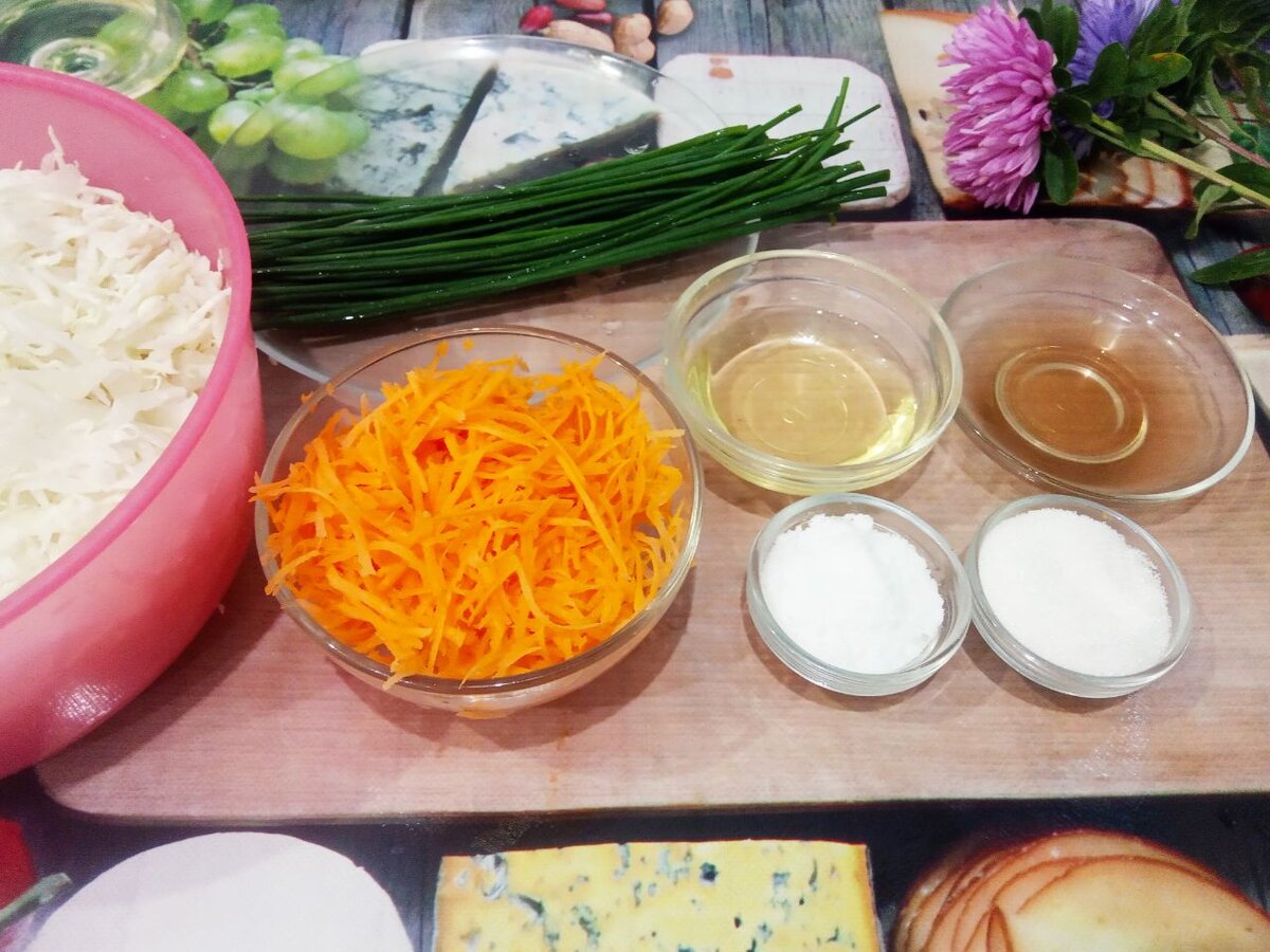 Ингредиенты для приготовления салата и капусты