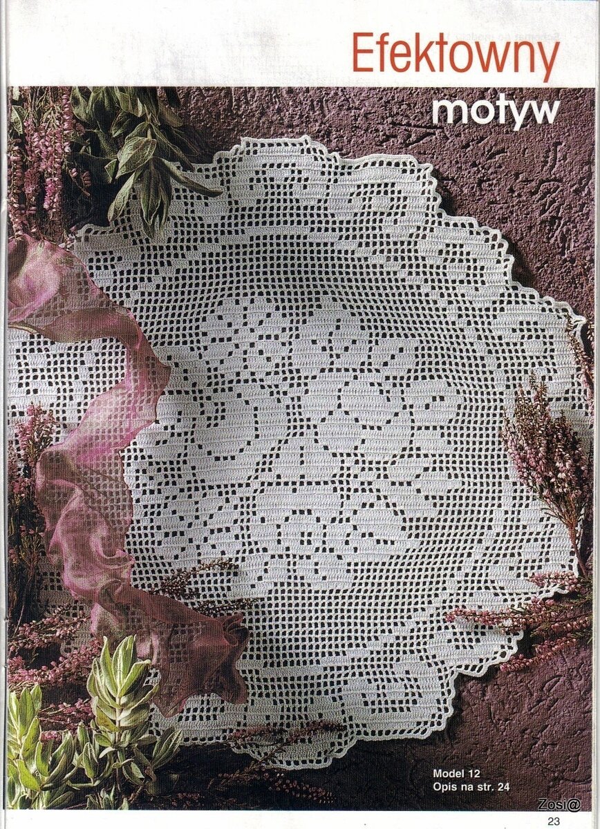 Салфетка филейным вязанием и схема