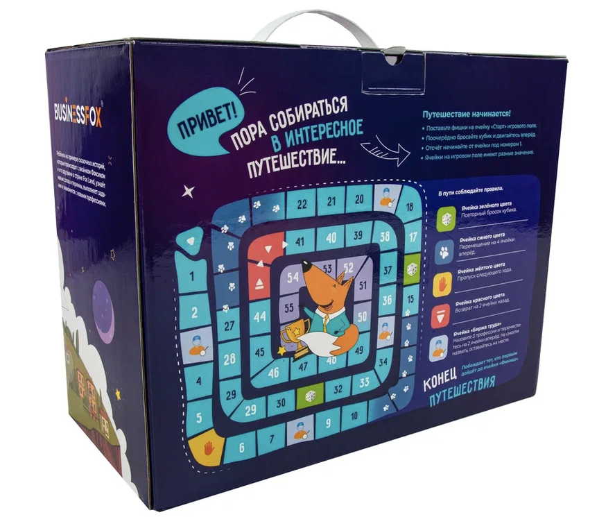 Одно из главных и крутых фишек наборов - коробка! Теперь не надо выкидывать коробку. Компактный чемоданчик разместил игру-ходилку на обратной части!
