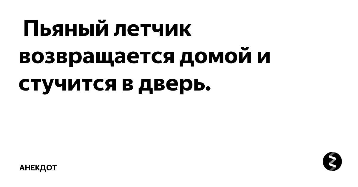 Пьяный летчик возвращается домой и стучится в дверь. | АНЕКДОТ | Дзен