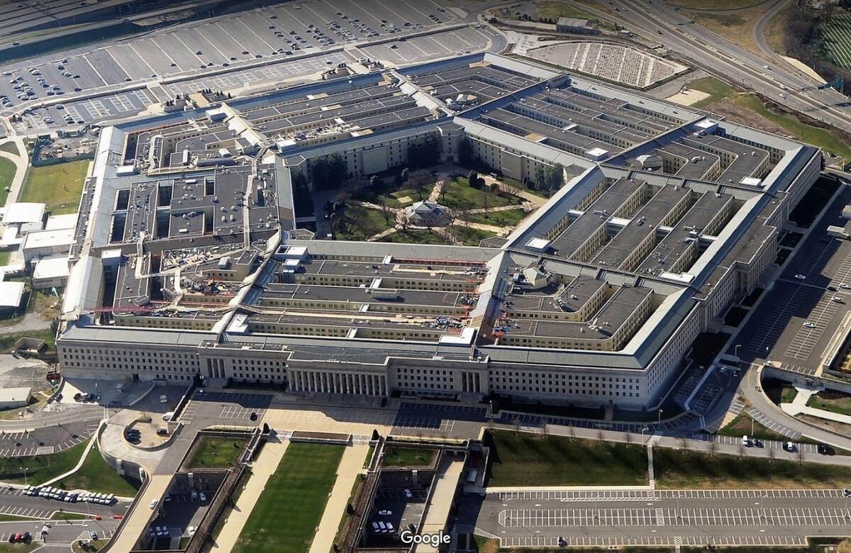 Здание Пентагона, Вашингтон, США. Google Карты.