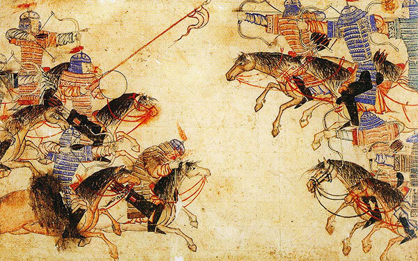 Неизвестный художник. Схватка татаро-монгольских воинов 