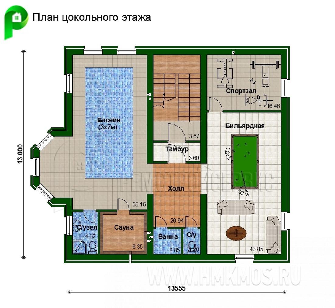 План цокольного этажа по проекту M-04 