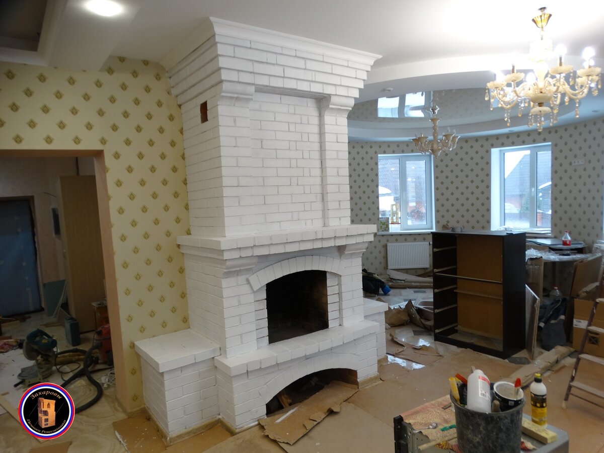 Камин в загородном дома из  своего архива 