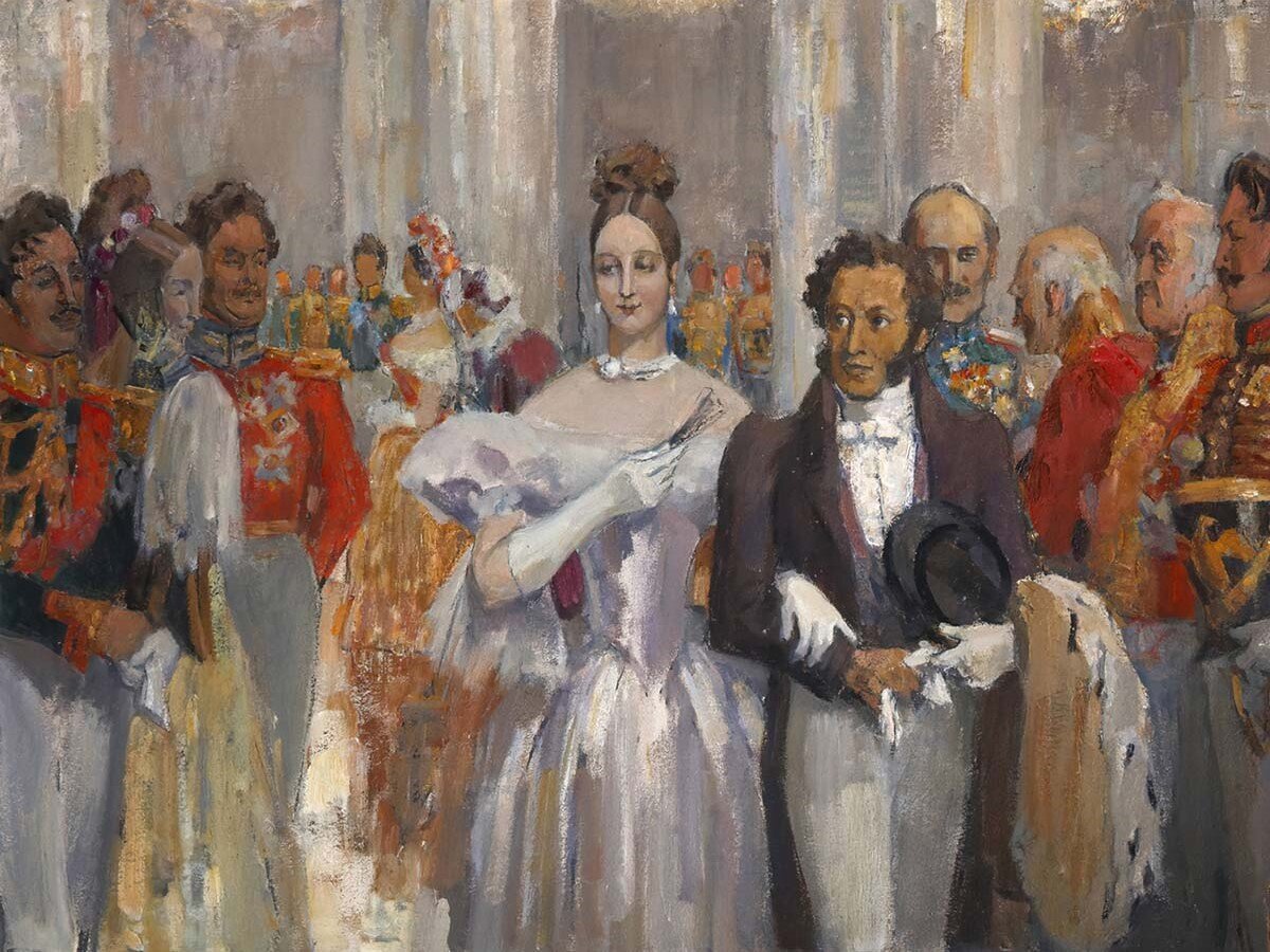 Николай Ульянов Пушкин с женой на балу