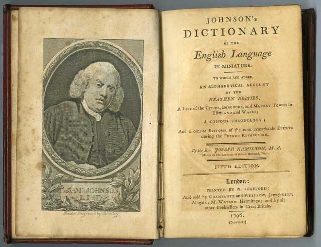 18" Словарь Джонсона, издание 1796 год