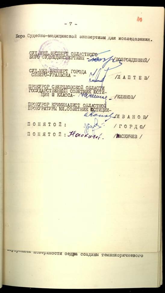 Лист уголовного дела «О гибели туристов в районе горы Отортен» из акта СМЭ Дорошенко  