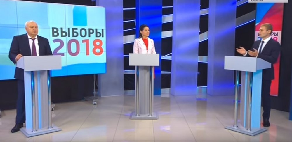  Дебаты Виктора Зимина и Валентина Коновалова 19 сентября. Источник: YouTube 