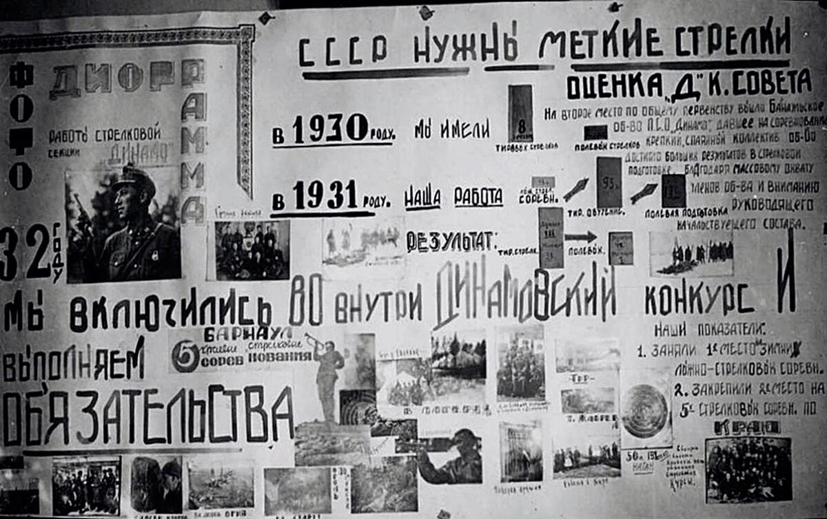 Стенгазета спортивного общества «Динамо», написанная в 1932 году.