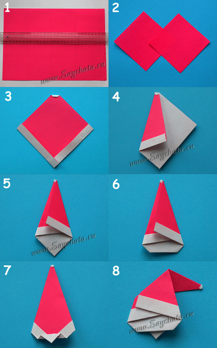 Оригами дед мороз из бумаги