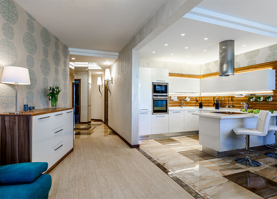 Гостиная-кухня-столовая