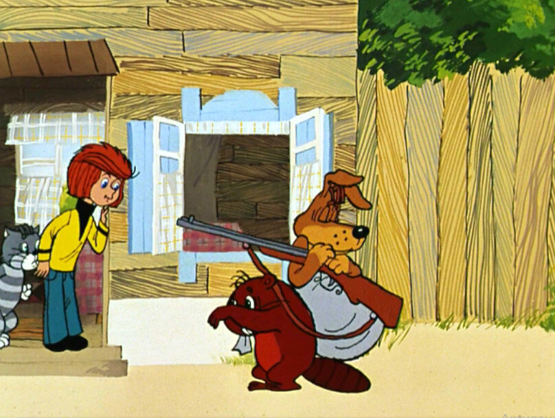 Кадр из мультфильма  "Каникулы в Простоквашино"  