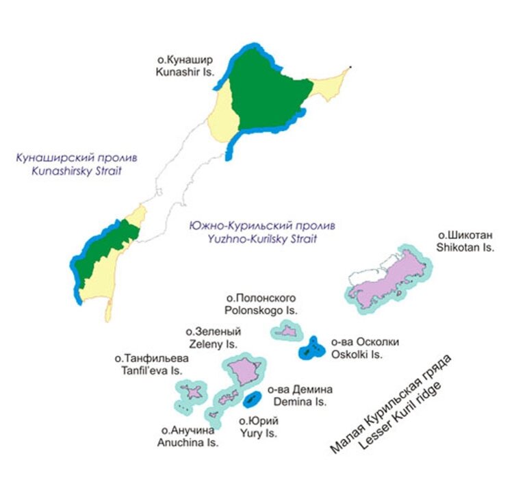 Карта острова кунашир подробная
