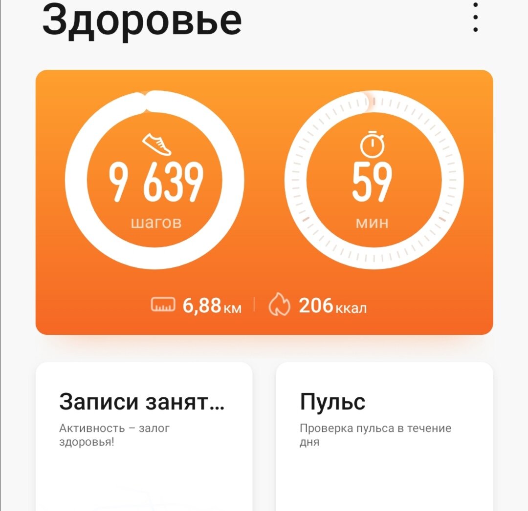 Шагомер на телефоне. Фото автора. 