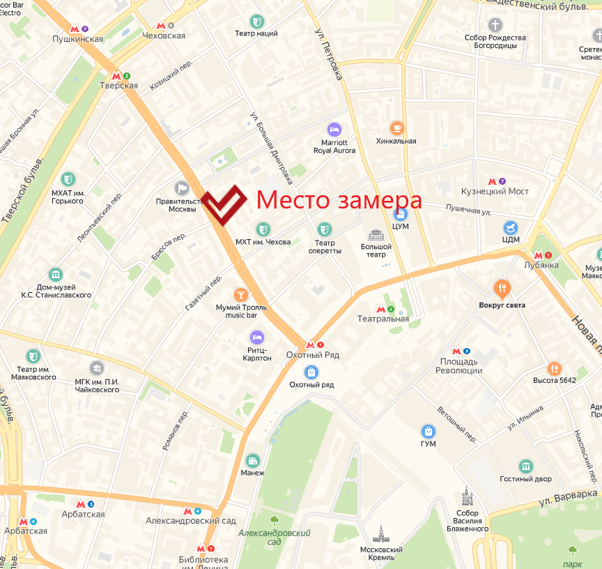 Место замера скорости LTE в Москве