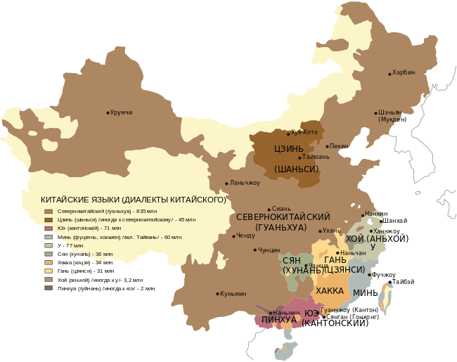 Карта диалектов китайского языка