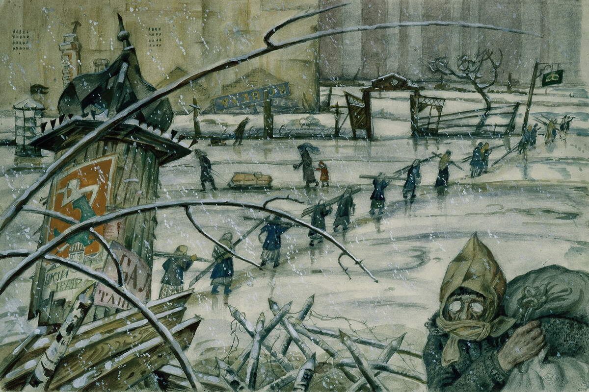 Петроград в 1920 г., худ. М. В. Добужинский Источник: rusmuseumvrm.ru