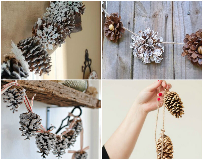 Гирлянда из сосновых шишек - интересный вариант декора