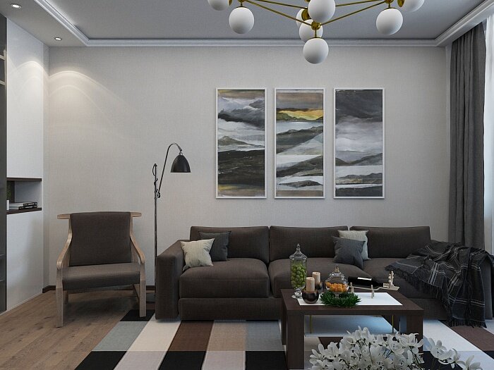 Дизайн-проект гостиной в современном стиле, компания Домострой