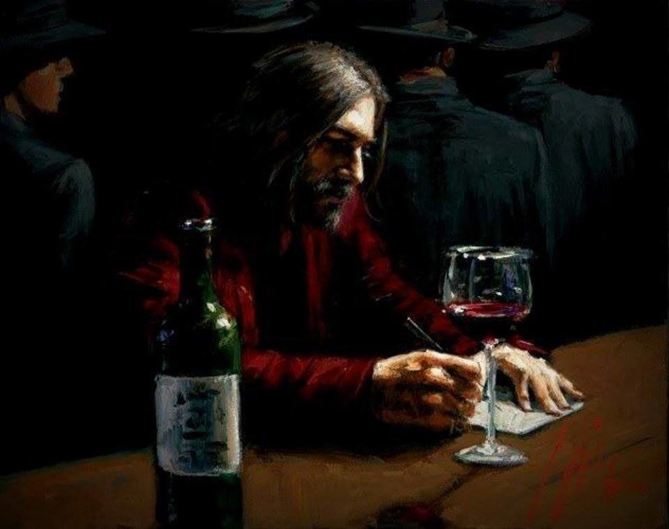 Художник:  Фабиан Перез/ Fabian Perez (Мужчина в баре)