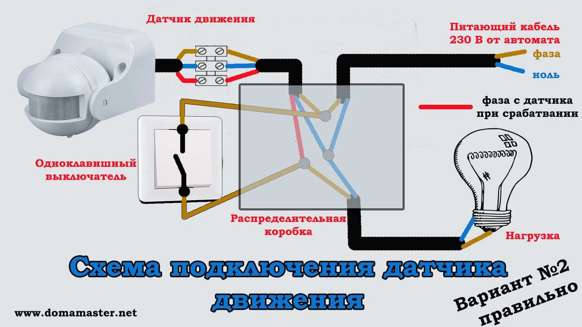 Подключение датчика движения к лампочке