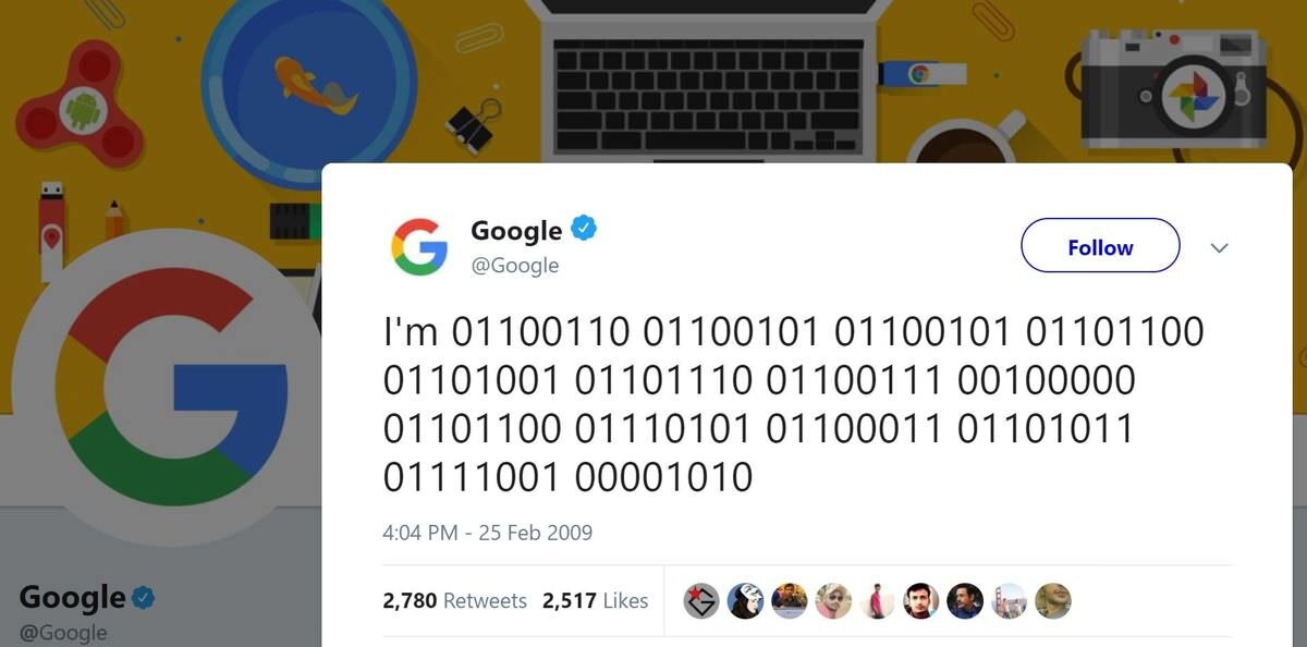 Самый первый твит Google