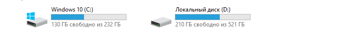 Для Windows стоит ssd диск на 240 гб., на всего остального обычный HDD 