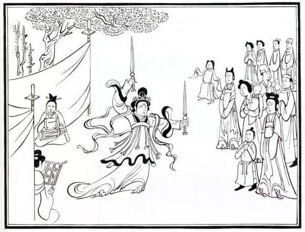 Танец с мечами, изображение взято из свободных источников китайской национальной поисковой системы  www.baidu.com