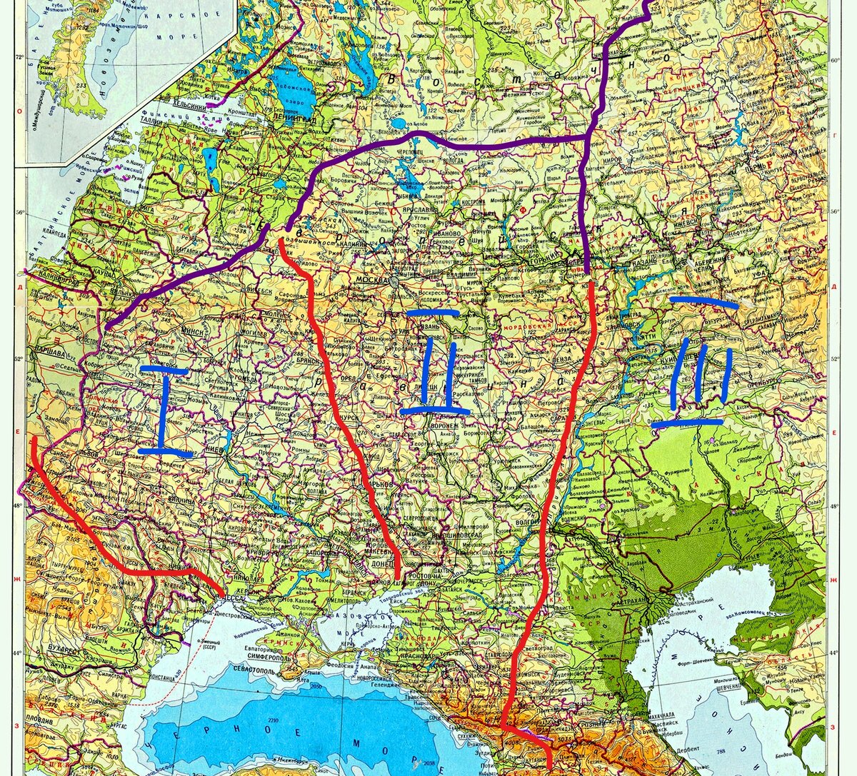 Европейская часть России. Карта европейской части России и Европы. Карта европейской части России. Как течёт Волга с севера на Юг.