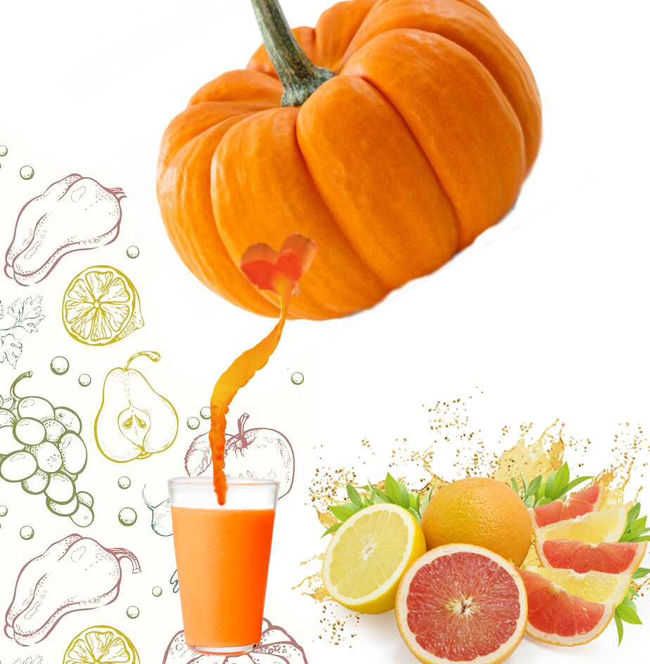 Делаем осенний смузи из тыквы, грейпфрута и лимона.