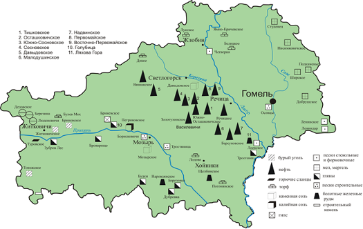 Полезные ископаемые беларуси карта