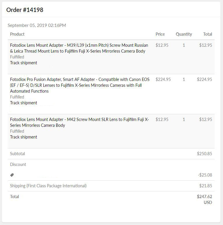 Лист заказа