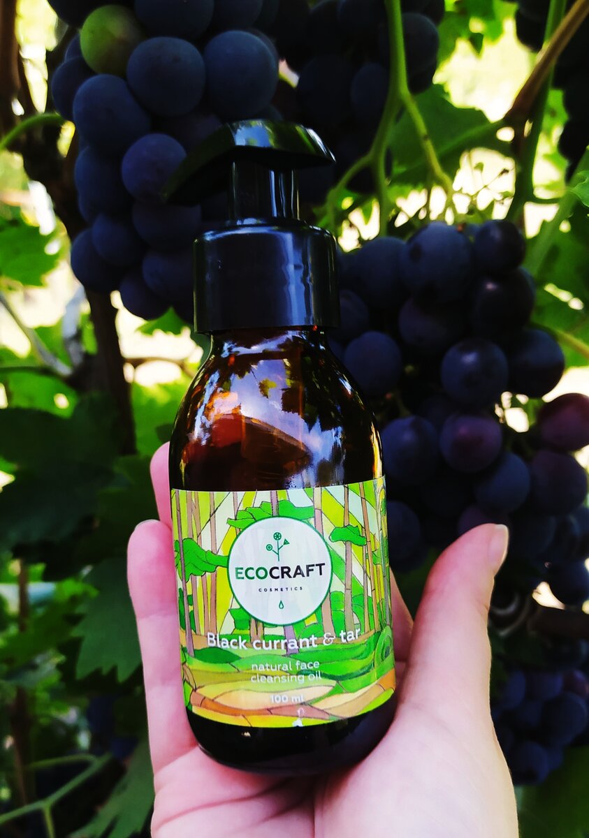 Гидрофильное масло Ecocraft для жирной и проблемной кожи "Black currant and tar"