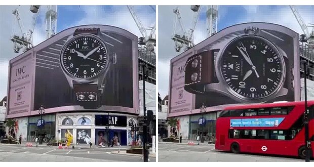 Часы Big Pilot, которые вращаются по горизонтали и вертикали, и создают иллюзию того, что сейчас вырвутся из экрана.