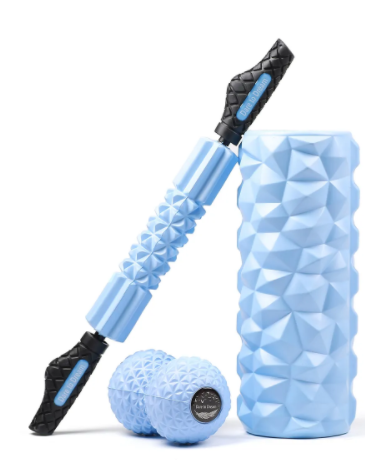 Dare To Dream Набор массажных роликов 3 в 1 для йоги, пилатеса и МФР, массажный валик, спортивный ролл, ручной массажер, массажные мячики, голубой