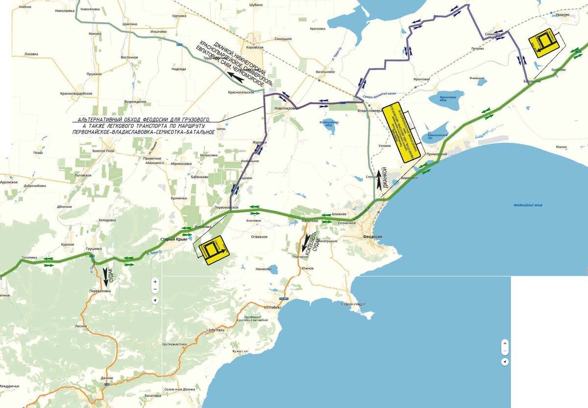 Такси владиславовка феодосия. Карта Крыма Керчь - Феодосия-Симферополь. Батальное Крым на карте. Карта объездного пути в Крым.