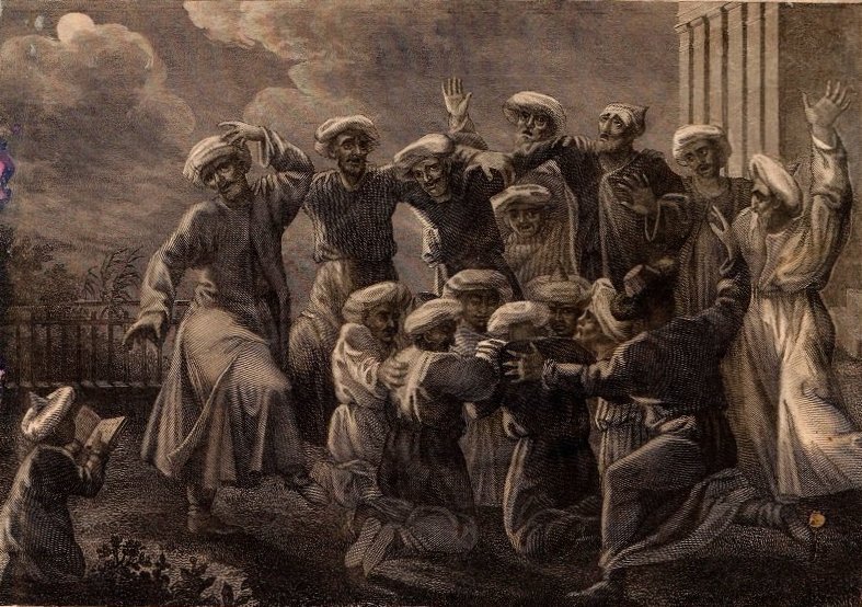 Служение дервишей. Рисунок из книги П. Свиньина, 1820 год 