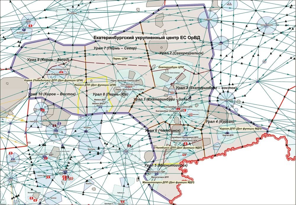 Карта рц. Екатеринбургский зональный центр ЕС ОРВД. Зоны ЕС ОРВД на карте. Екатеринбургская зона ЕС ОРВД. Структура воздушного пространства Урала.