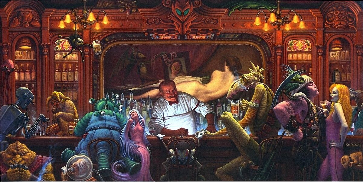 "Visitor's Night at Callahan's" by James Warhola 