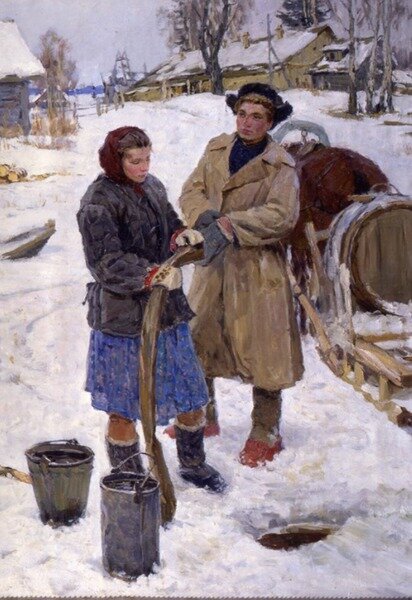 По воду. 1953. Художник Сергей Тутунов