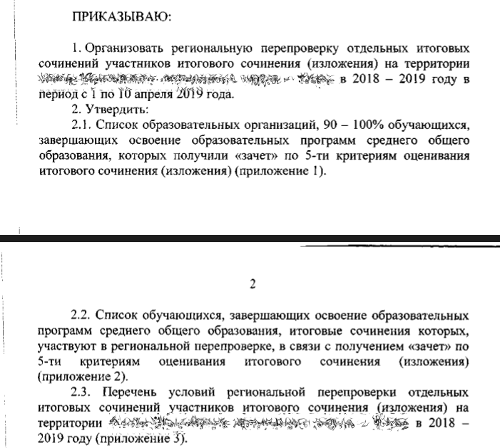 фрагмент приказа