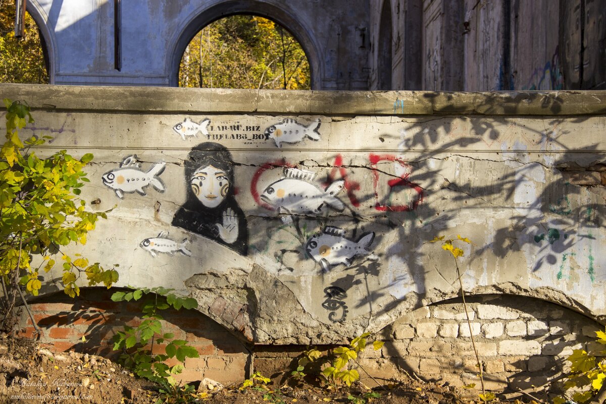 2. Здесь уже побывали уличные художники или любители порисовать на стенах.

