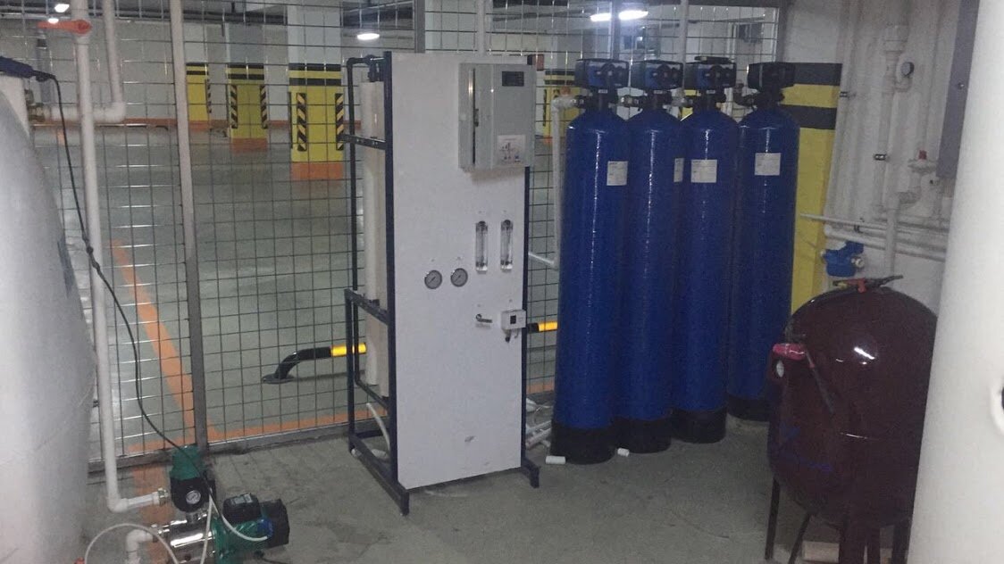 Обычная схема водоподготовки обратного осмоса для большого дома