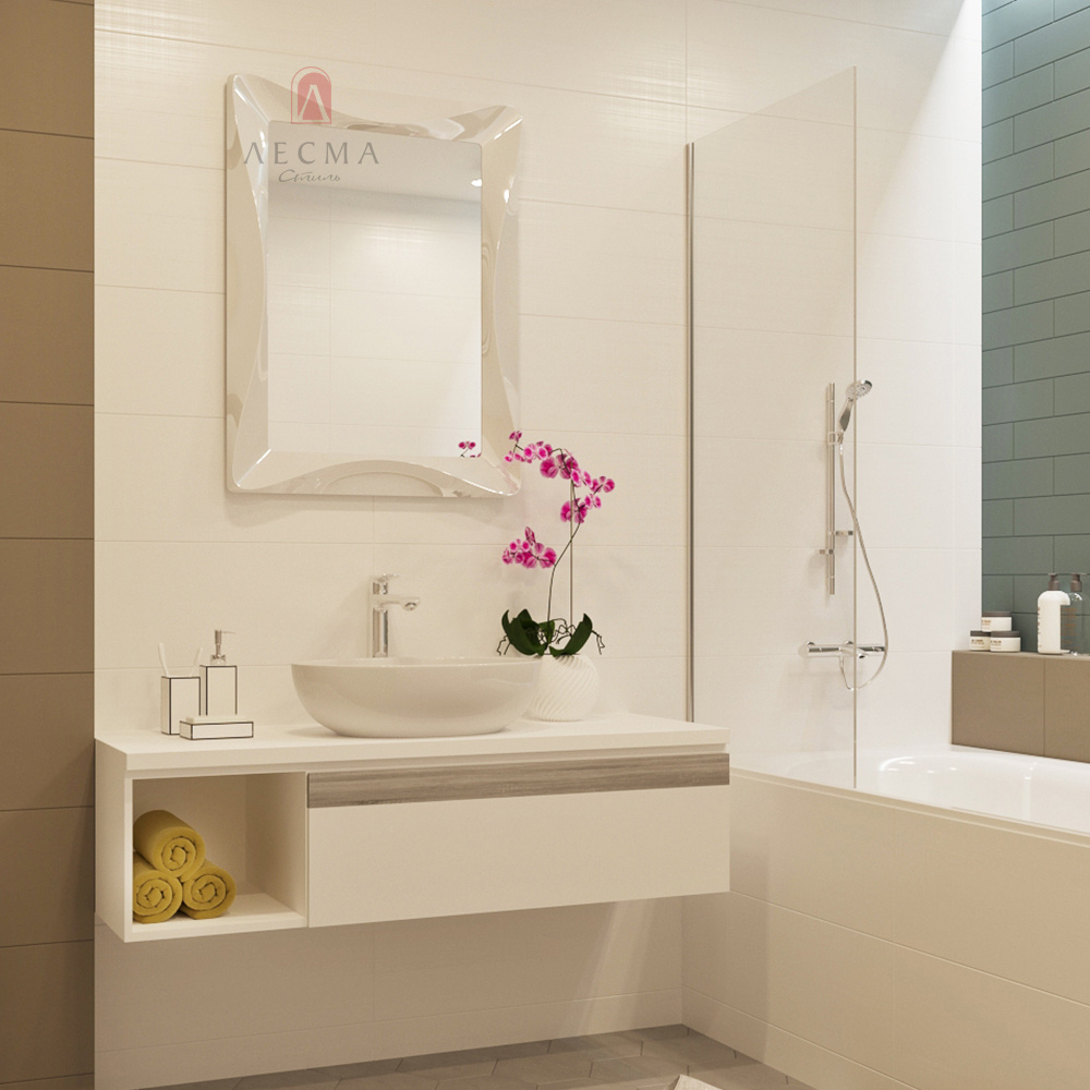 Зеркало "Волна" (белый глянец)