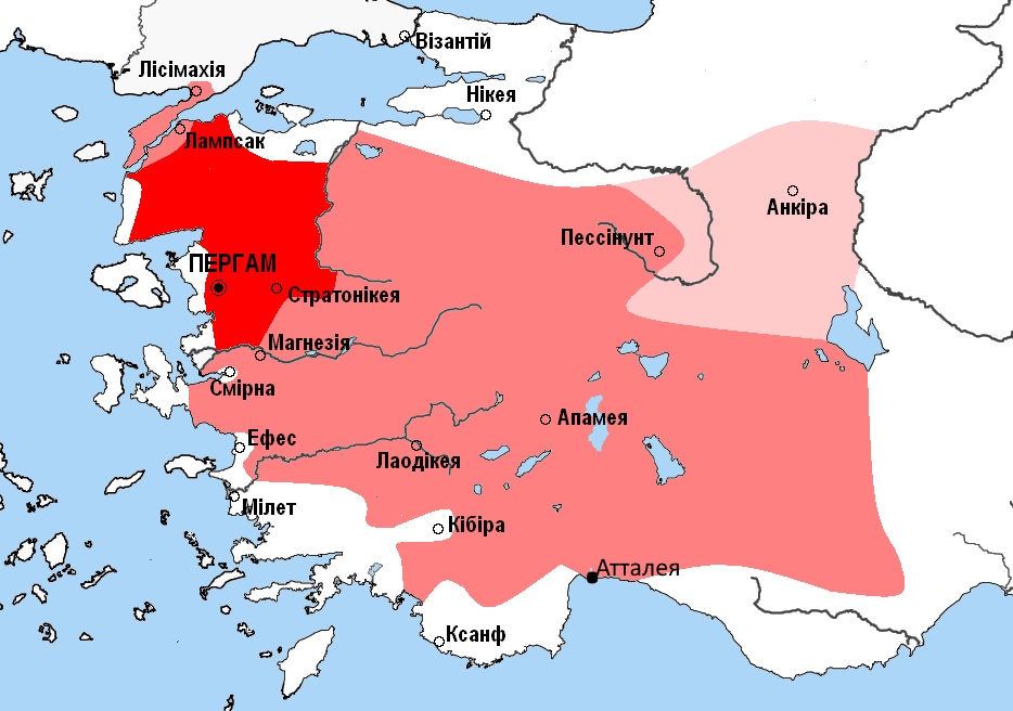 Территории отошедшие Пергамскому царству после Апамейского договора 188г до н.э.