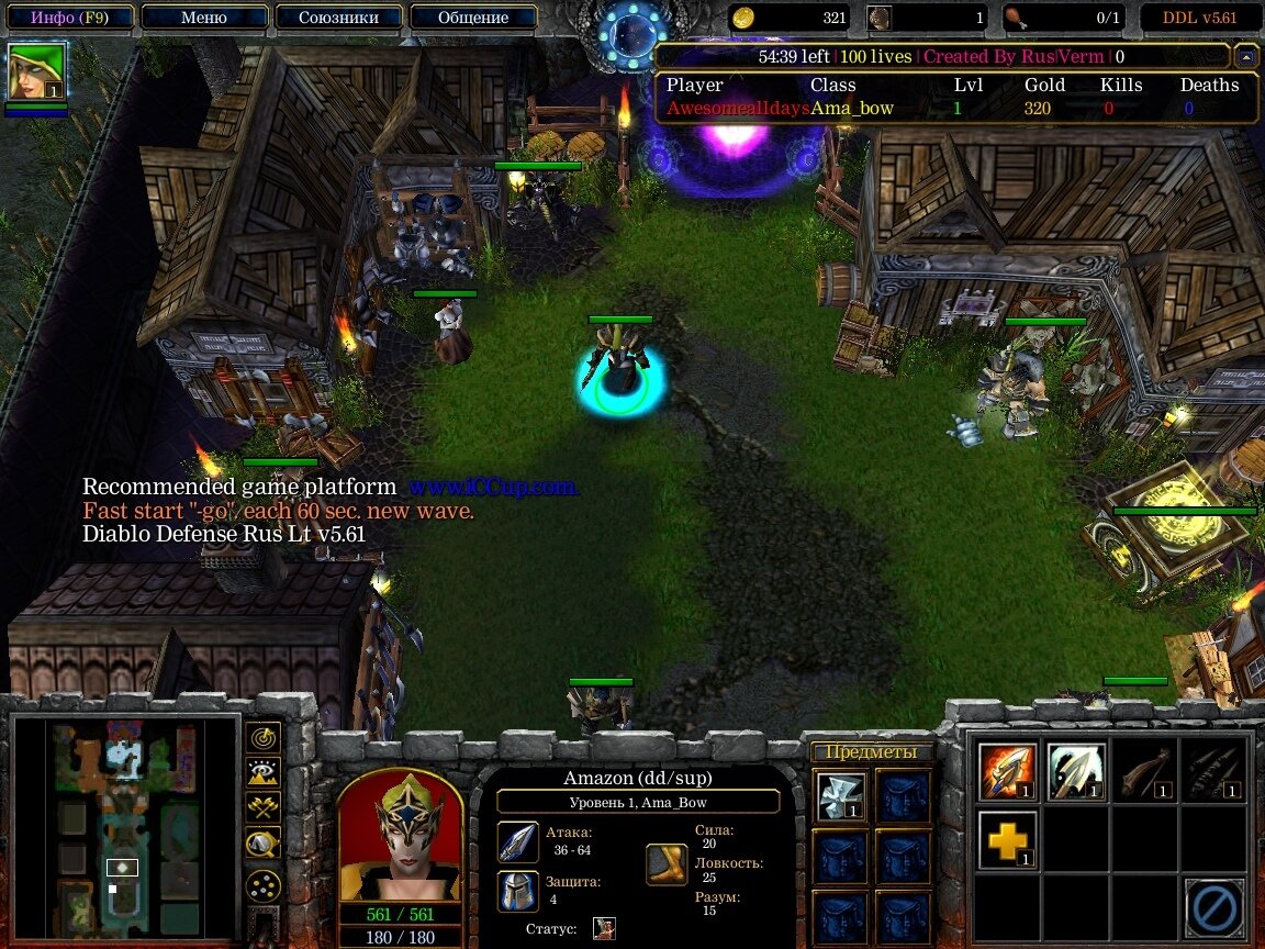 Карта на 1-8 человек сделанная по основам игры Diablo 2 LOD и Enfos (Wc3).
Выбираете героя, цель отбить все волны противника, и потом убить главного босса Баала. Между волнами другие 4 босса.
Снизу слева есть арена, для вызова монстров.
Много предметов, есть сборные, улучшаемые.
21 герой по игре 7х3 (3 билда), и дополнительные.
Проработанный красивый ландшафт.
Геймплей, в котором группы противников идут почти постоянно.
